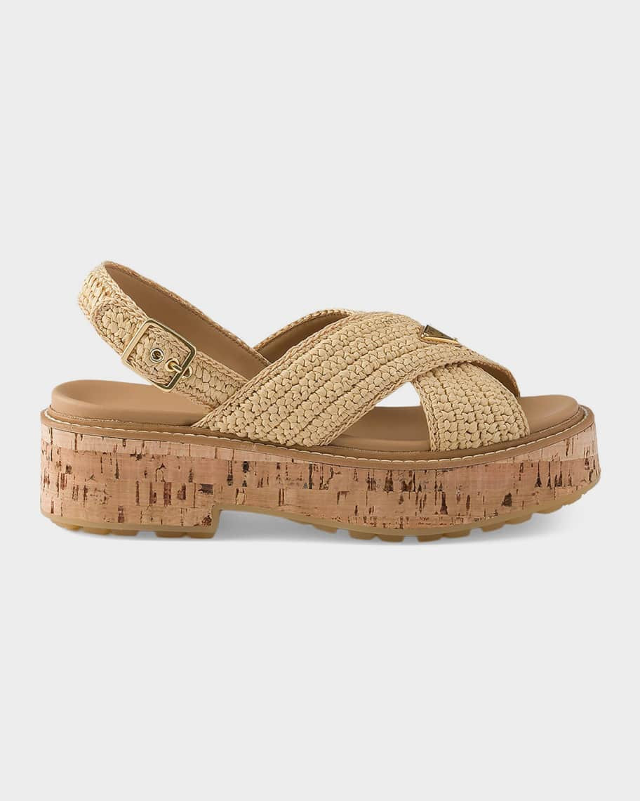 Prada Crochet Platform Sandals | Neiman Marcus