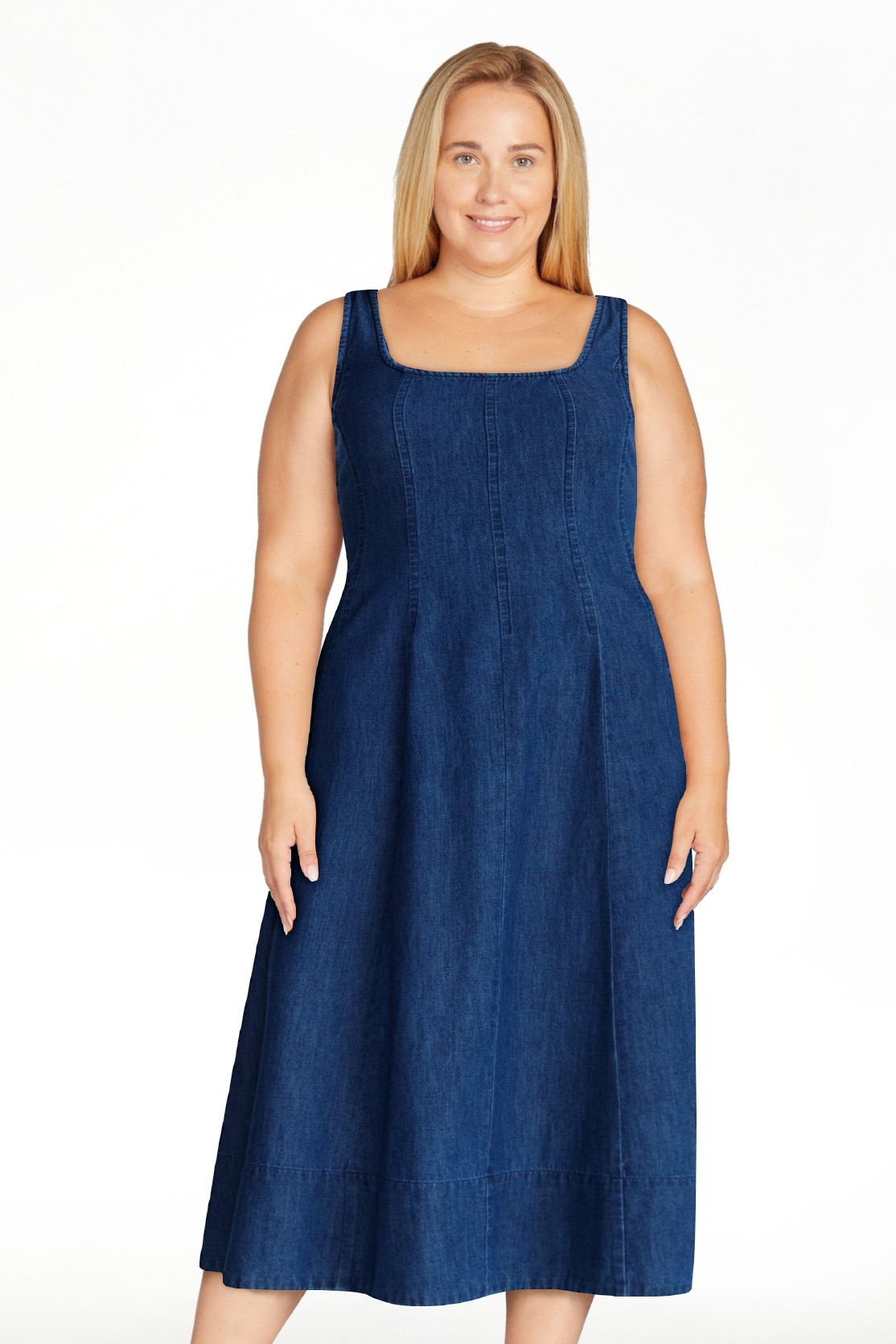 Free Assembly Womans Sleeveless Square Neck Paneled Midi Dress Size-XS-XXL | Walmart (US)