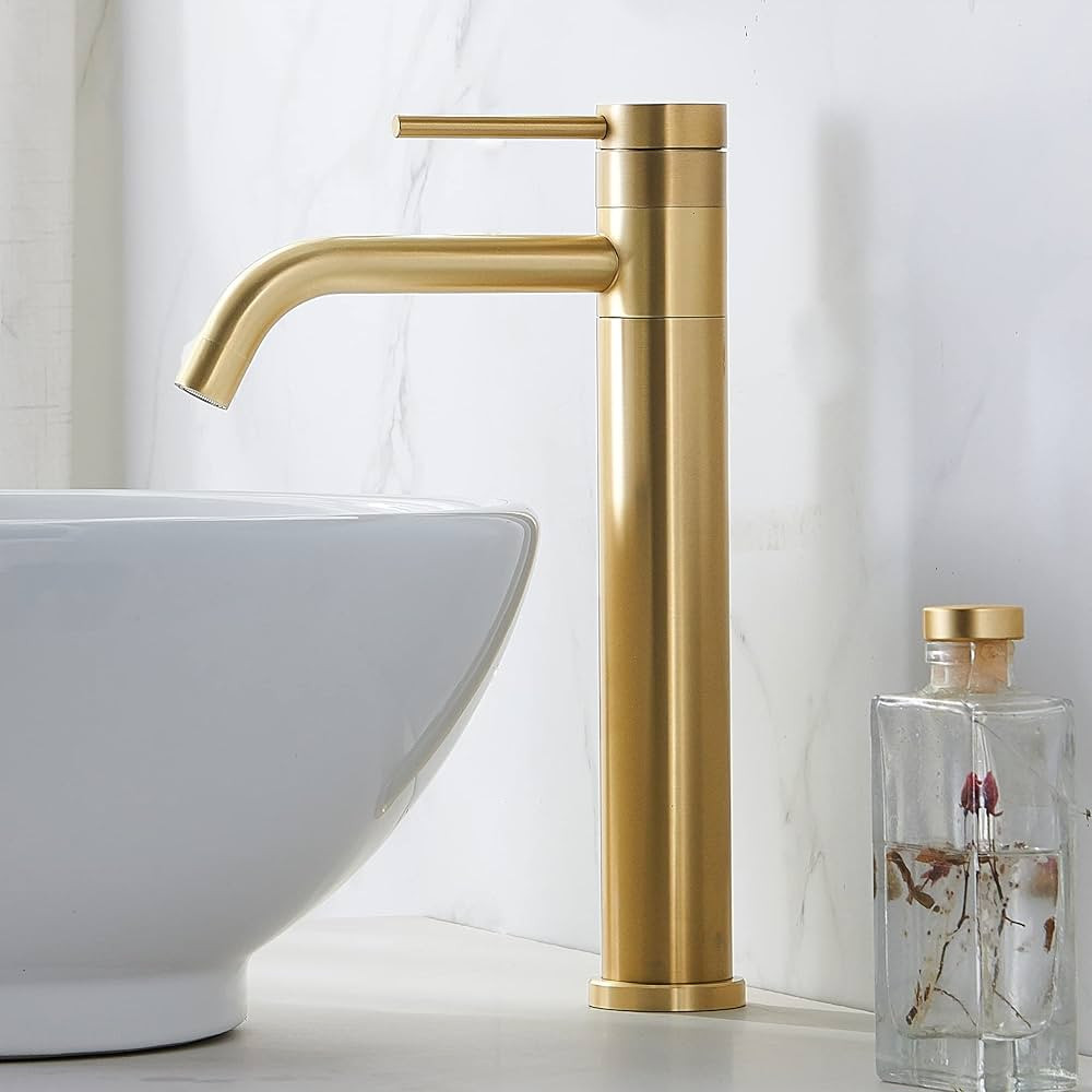 Hotis Gold Vessel Sink Faucet, 360 Swivel Brushed Gold Vessel Faucet, Single Handle Tall Body Far... | Amazon (US)