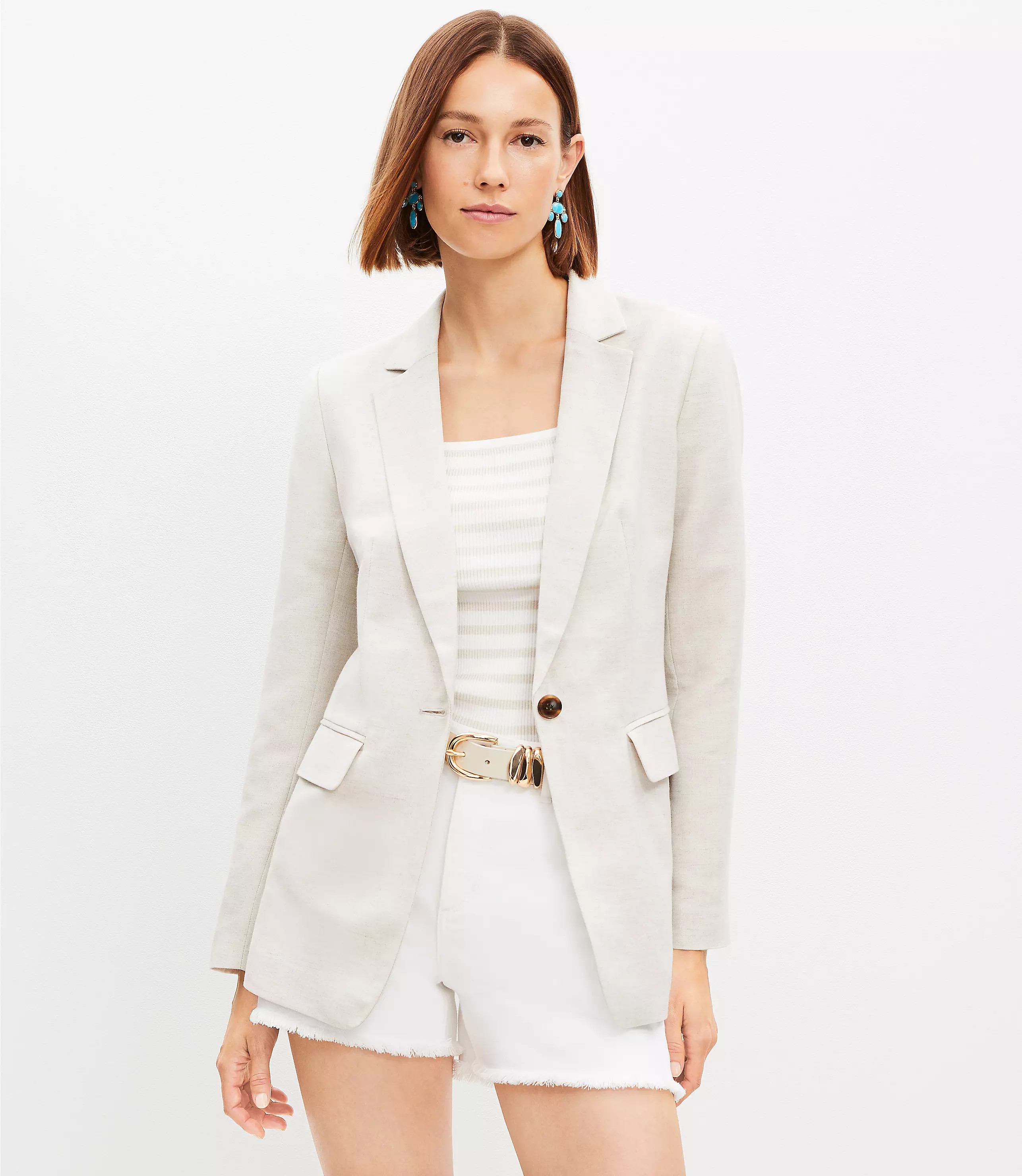Petite Linen Blend Modern Blazer | LOFT