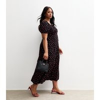 Women's Black Berry Print Milkmaid Midi Dress New Look | New Look (UK)