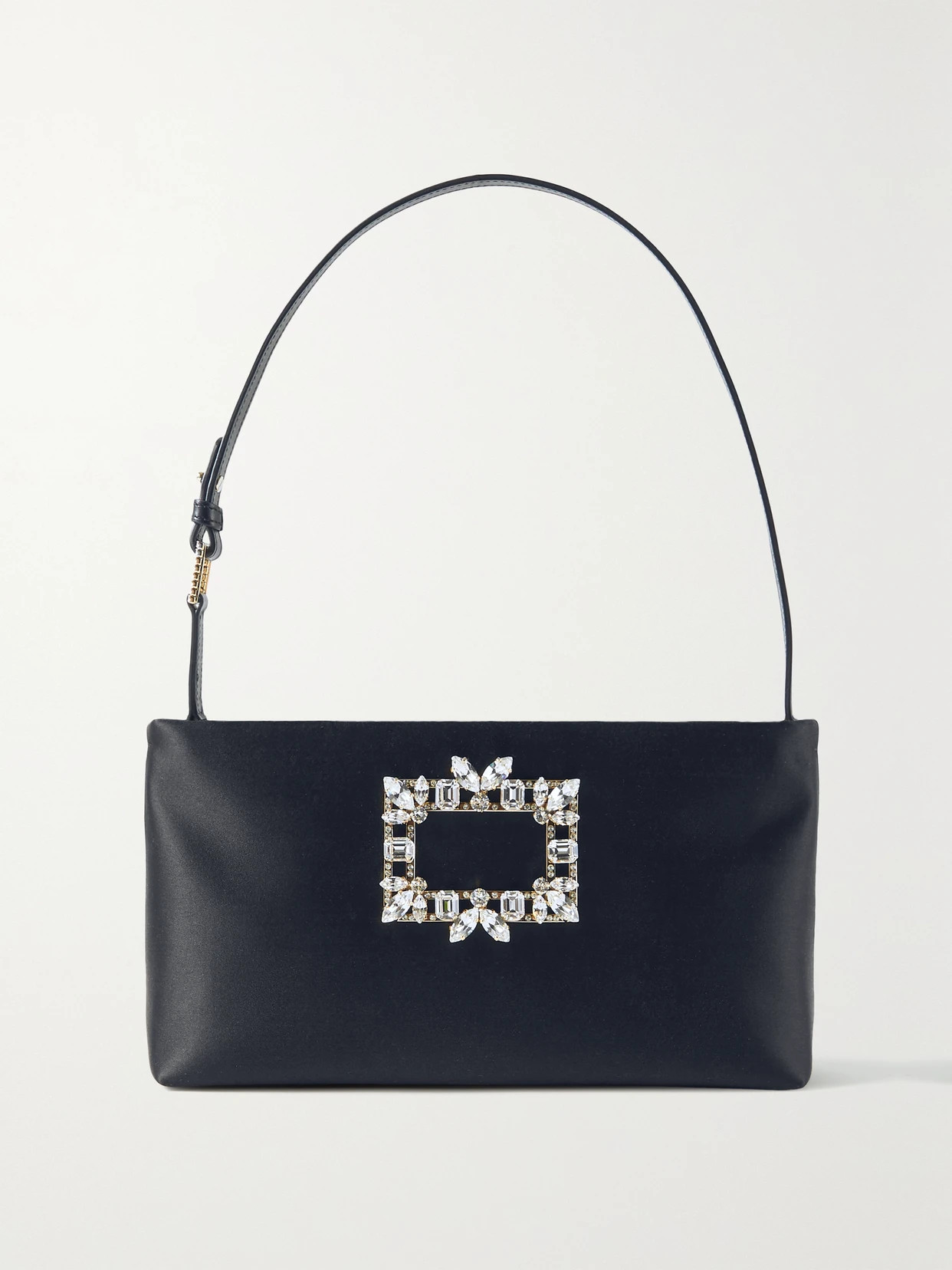 Roger Vivier - Nightlily Embellished Satin Shoulder Bag - Black - One size | NET-A-PORTER APAC
