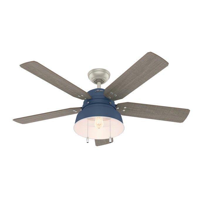 Hunter Mill Valley Indigo Blue 52-in LED Indoor/Outdoor Ceiling Fan with Light Kit (5-Blade) | Lowe's