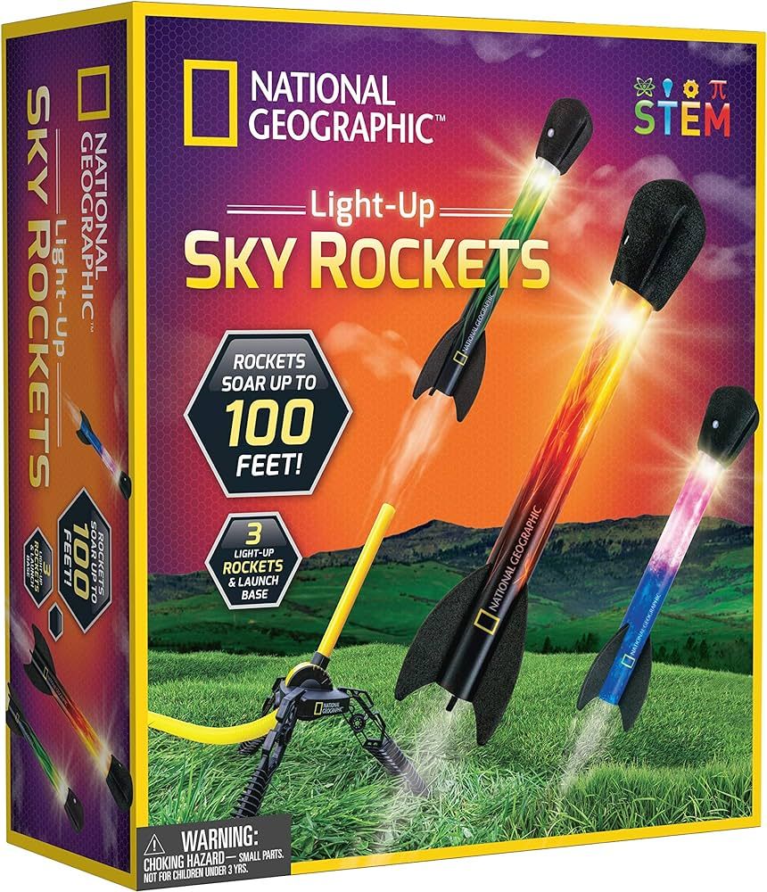 NATIONAL GEOGRAPHIC Air Rocket Toy – Ultimate LED Rocket Launcher for Kids, Stomp and Launch th... | Amazon (US)