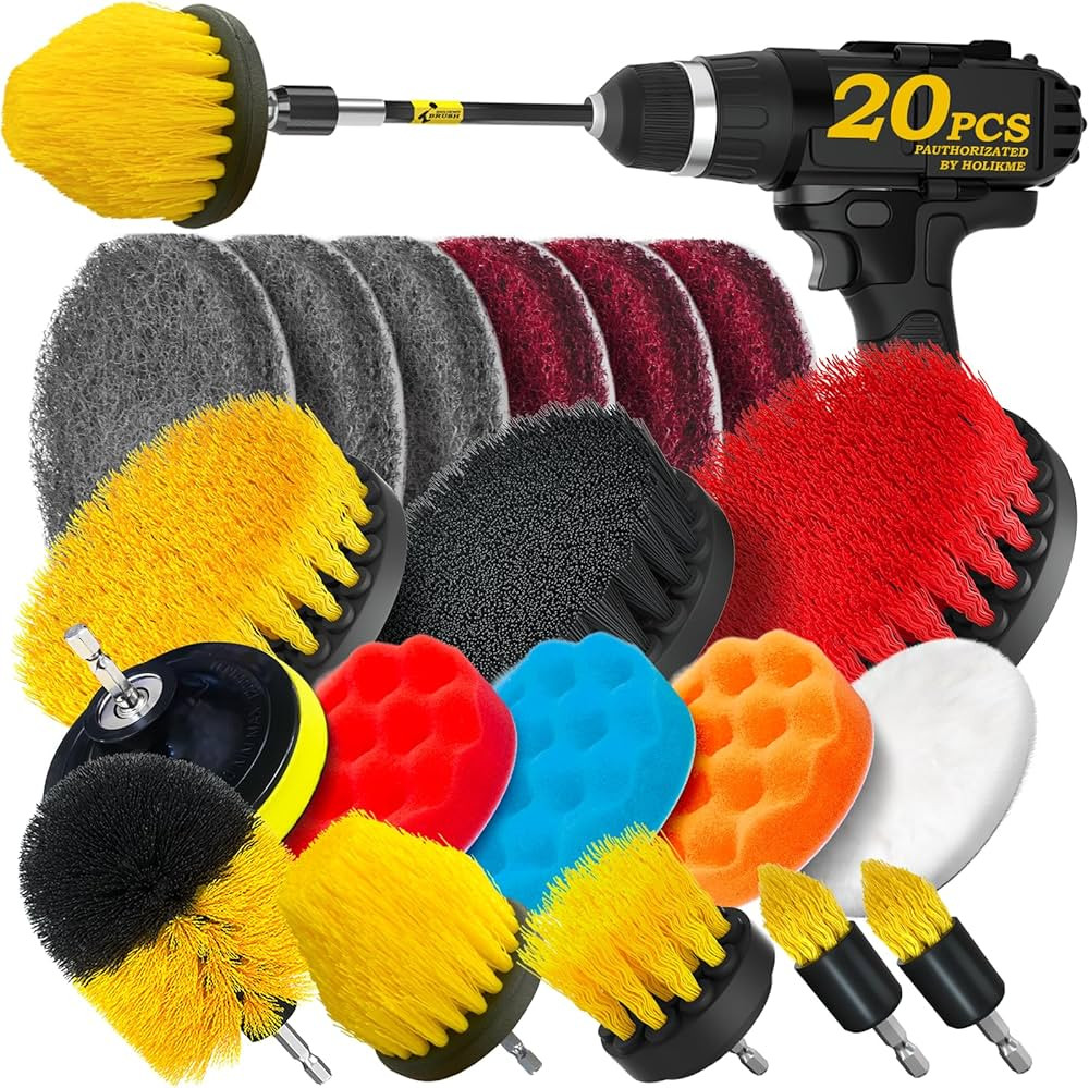 Holikme 20Pack Drill Brush Attachments Set, Scrub Pads & Sponge, Buffing Pads, Power Scrubber Bru... | Amazon (US)