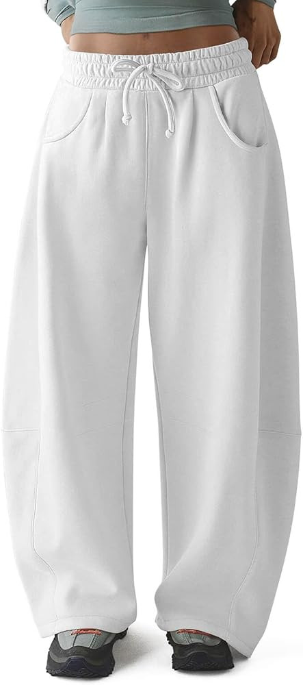 HeSaYep Women's Fleece Lined Sweatpants Barrel Leg Baggy Sweat Pants Winter Thermal Cotton Pants ... | Amazon (US)