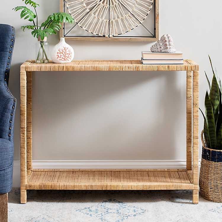 Rattan Console Table with Shelf | Kirkland's Home