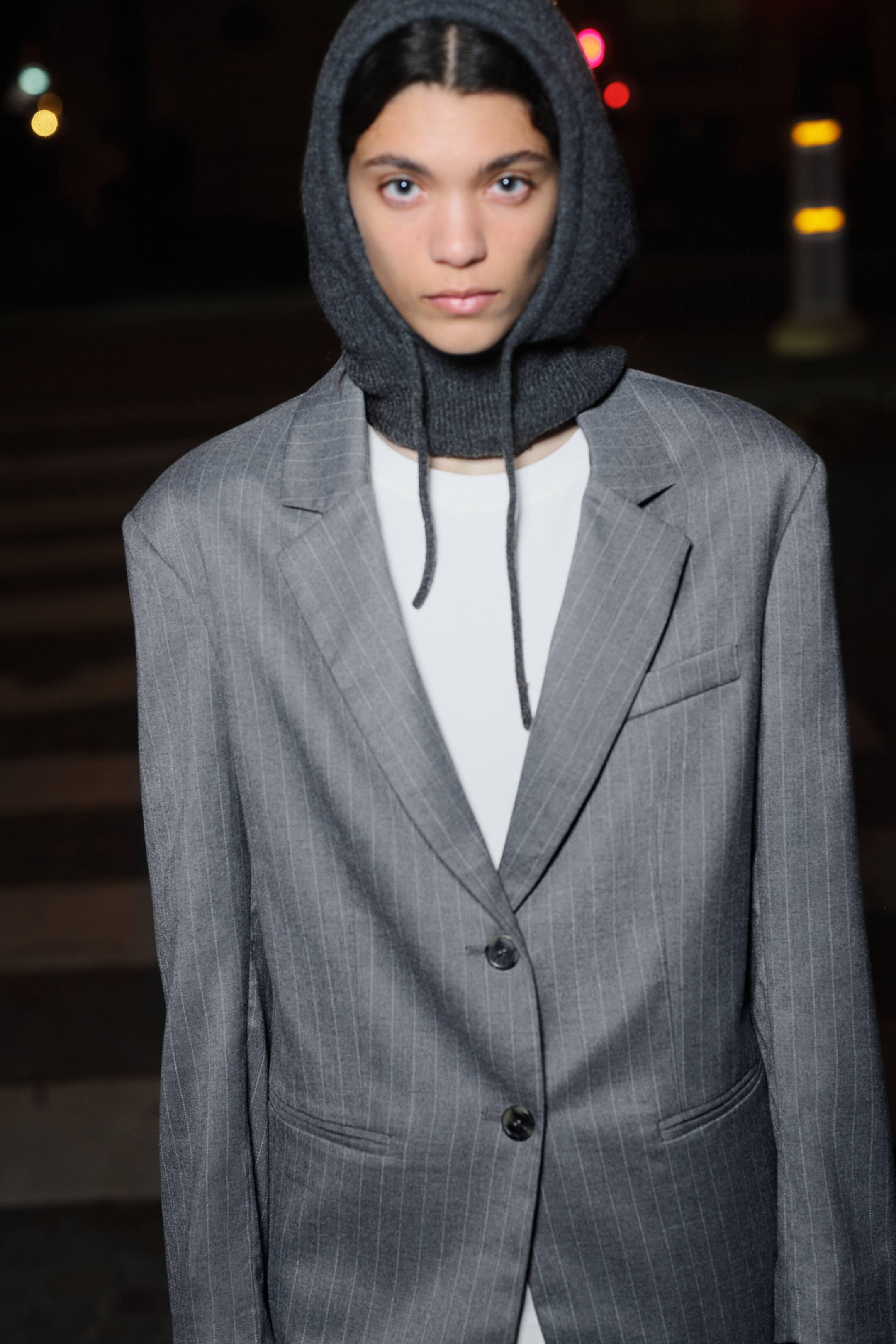 Oversized Single-Breasted Blazer - Dark gray melange/pinstriped - Ladies | H&M US | H&M (US + CA)