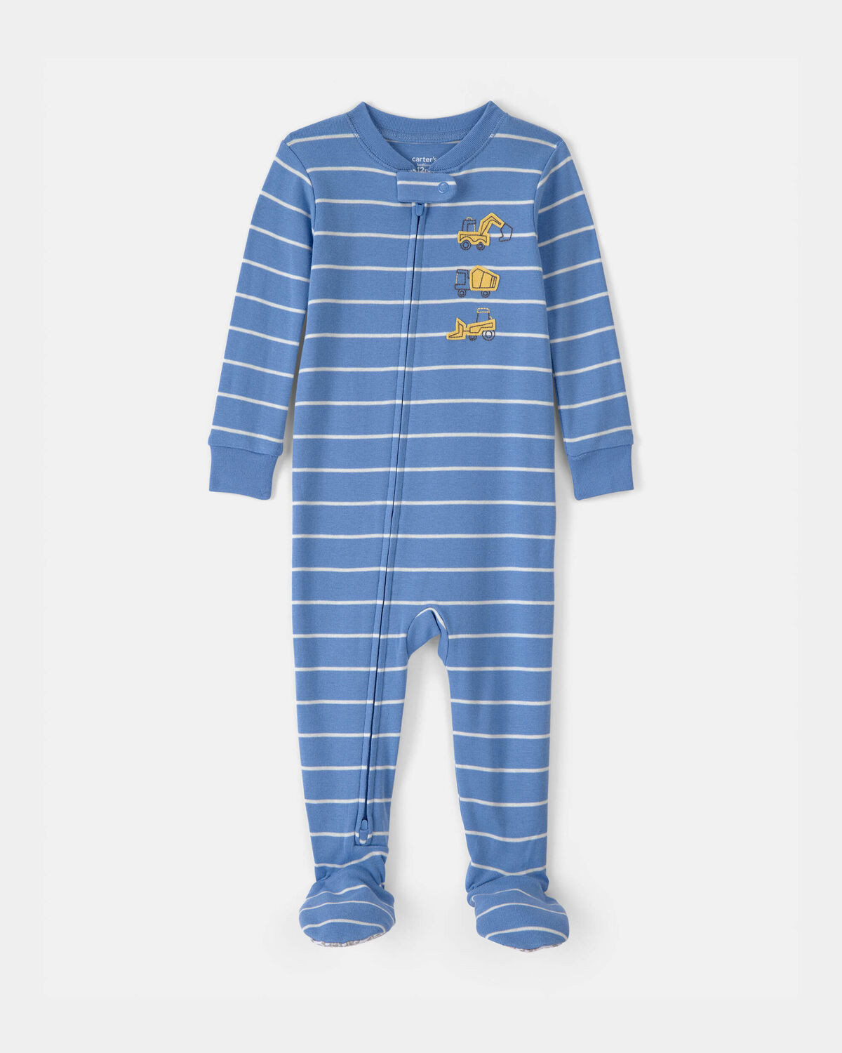 Toddler Boy Construction Striped 100% Cotton Snug Fit 1-Piece Pajama Set - Blue | Carter's Inc
