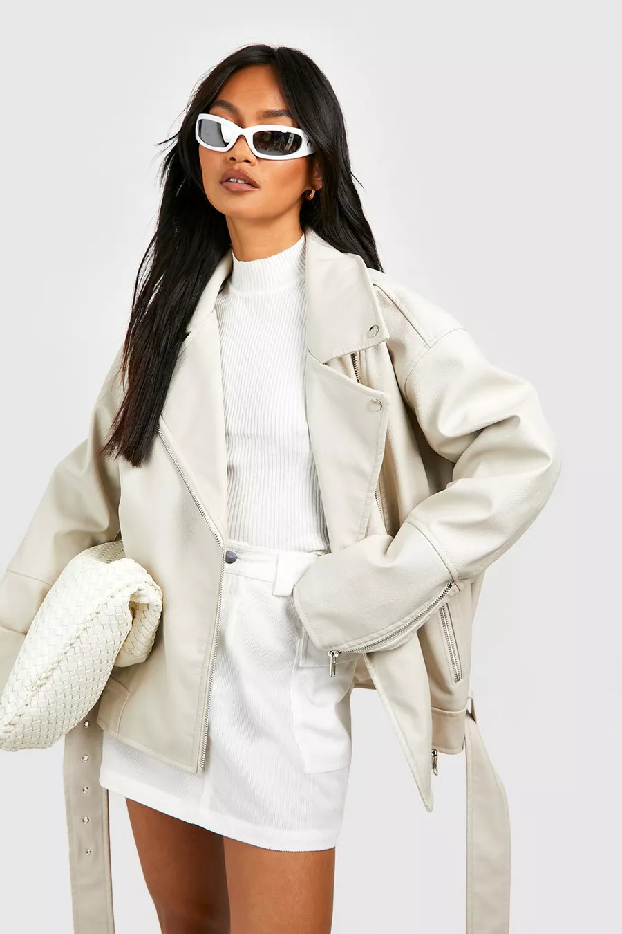Super Oversized Belted Moto Jacket | boohoo (US & Canada)