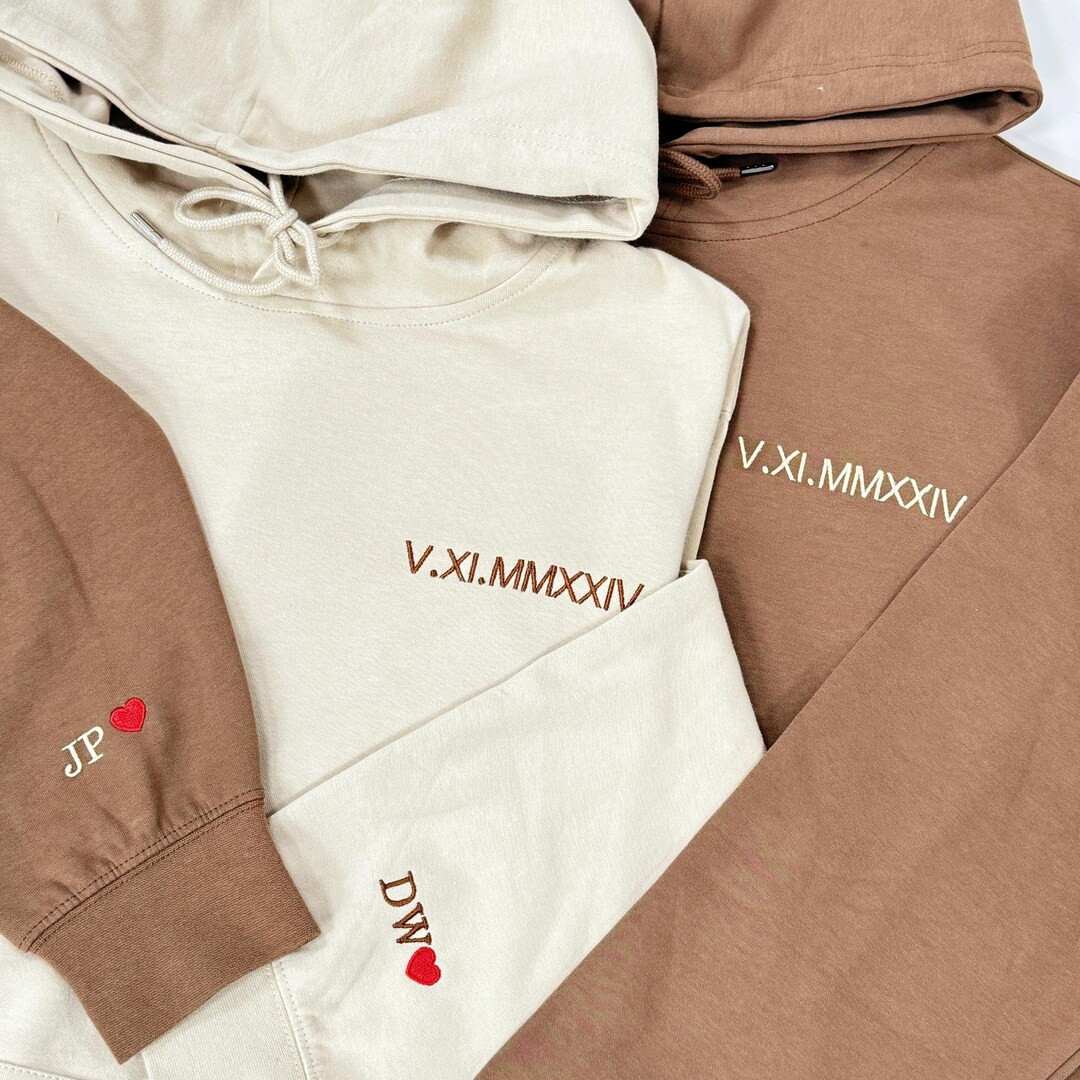 Custom Embroidered Roman Numeral Hoodie Engagement Gifts for Couple Anniversary Gifts for Him Val... | Etsy (US)