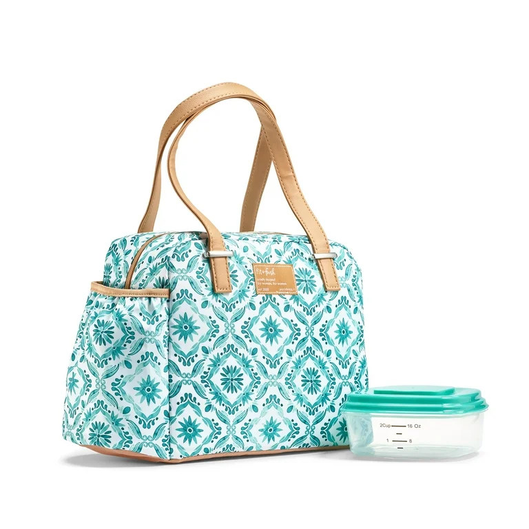 Fit + Fresh Laketown Lunch Bag for Women, Large Insulated Lunch Tote, Reusable Bag for Work, Aqua | Walmart (US)