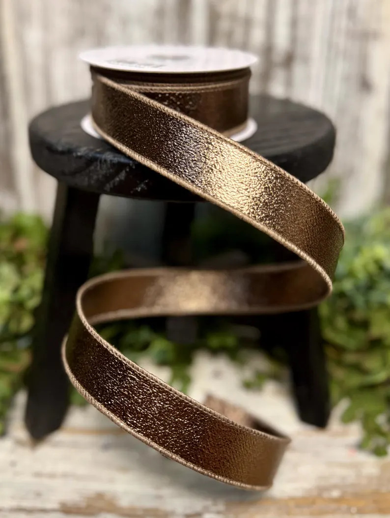 Ribbon for Wreaths, Shiny Crackle Ribbon, 1" Ribbon, Christmas Ribbon, Wired Ribbon, Copper Ribbo... | Etsy (Global)