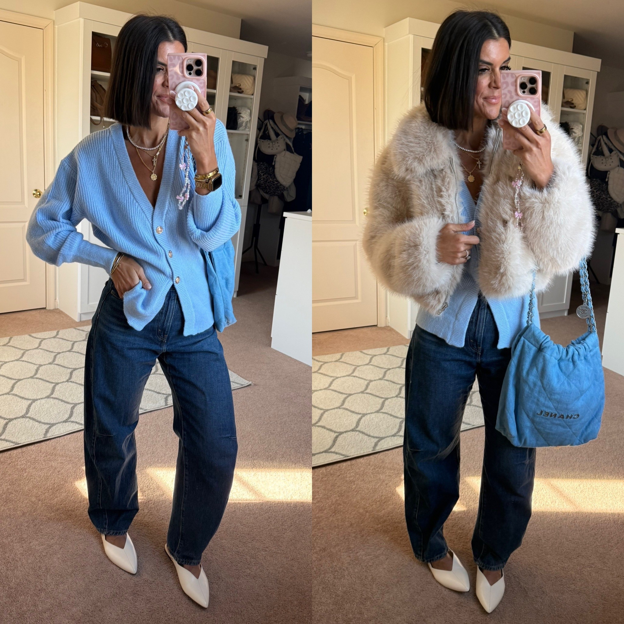 Size small in sweater and fur (exact measurements me sold out linked similar) Levi jeans fit tts

#LTKSeasonal