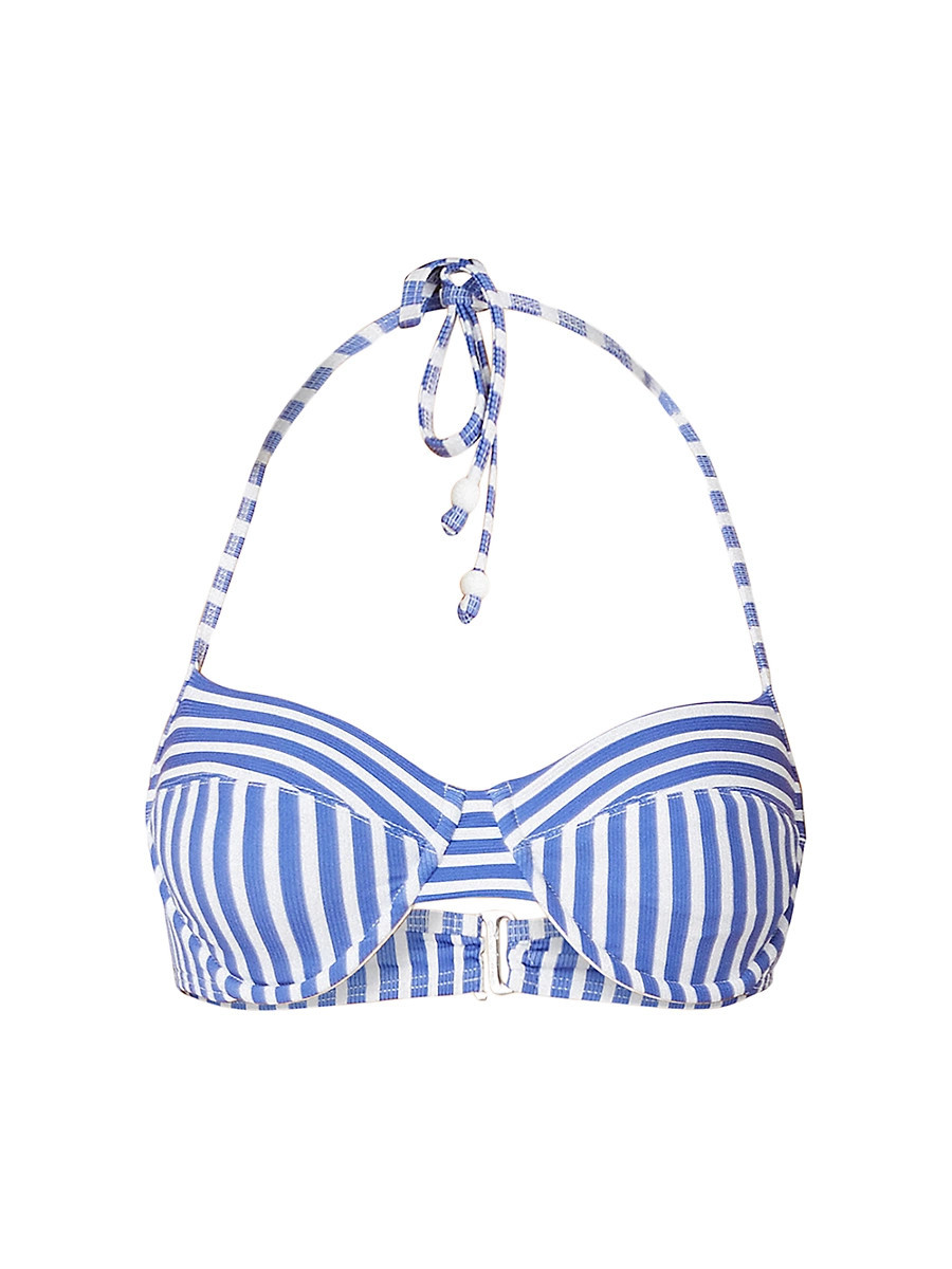 Women's Striped Halterneck Bikini Top - Sea Blue Optic - Size XS | Saks Fifth Avenue
