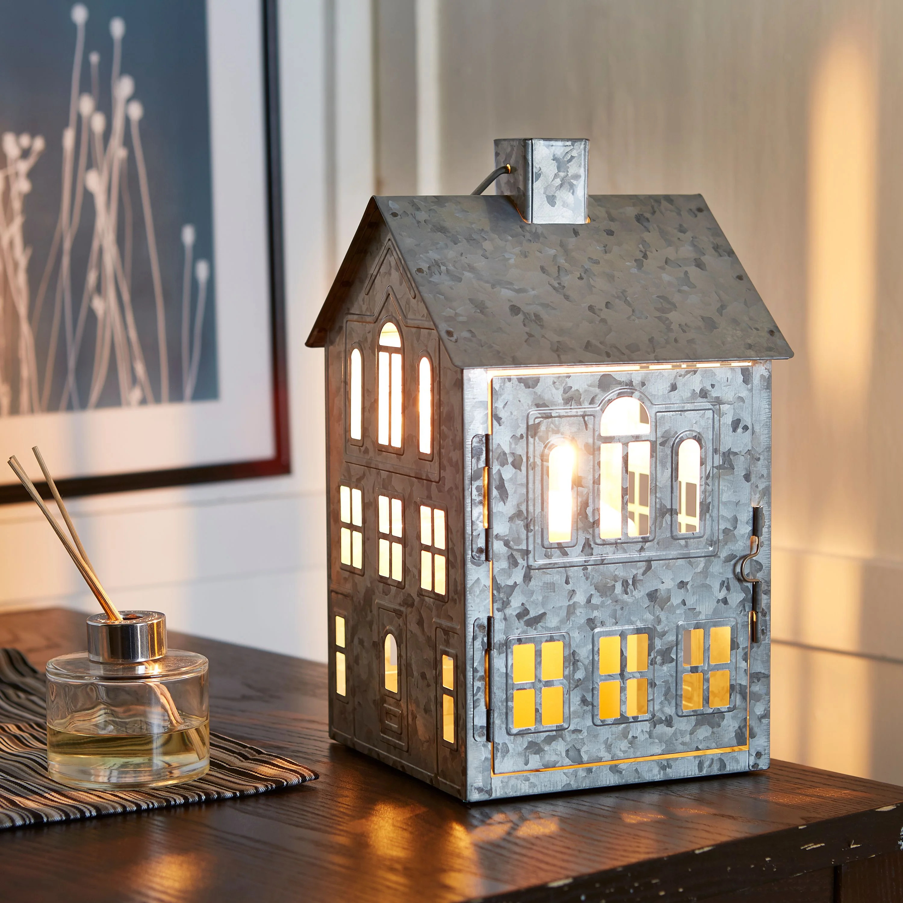 Better Homes & Gardens Galvanized House Candle Holder Lantern | Walmart (US)