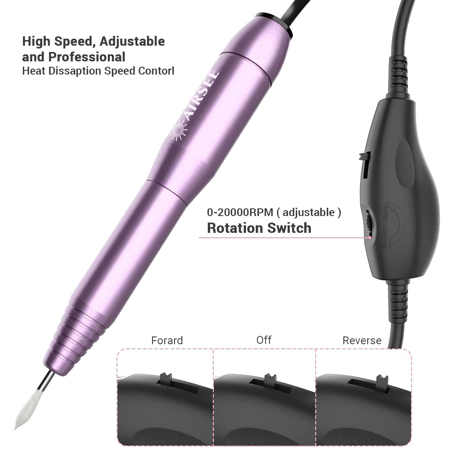 AIRSEE Portable Electric Nail Drill Professional Efile Nail Drill Kit for Acrylic, Gel Nails, Man... | Amazon (US)