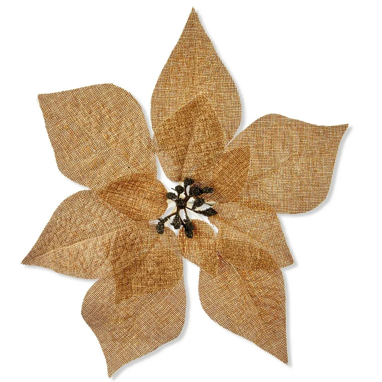 Brown Burlap Poinsettia Christmas Clip Ornament, Polyester, 11 in, by Holiday Time | Walmart (US)