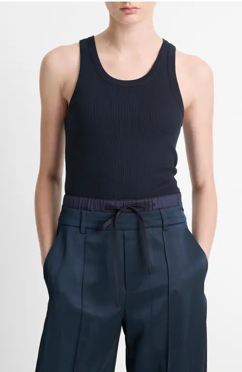 Vince Scoop Neck Rib Tank in Coastal Blue at Nordstrom, Size X-Large | Nordstrom