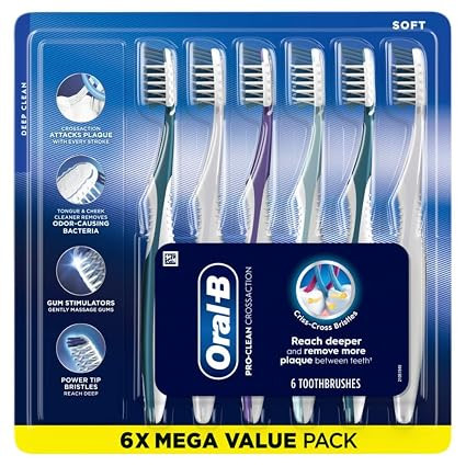 Oral-B Pro Health CrossAction All in One Soft Toothbrushes, Deep Plaque Fighter, Rounded Bristles... | Amazon (US)