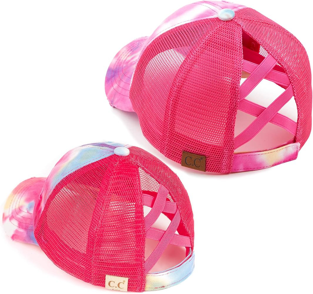 Funky Junque Mommy and Me Mother Daughter Criss Cross Baseball Cap Ponytail Messy Bun Mesh Back B... | Amazon (US)