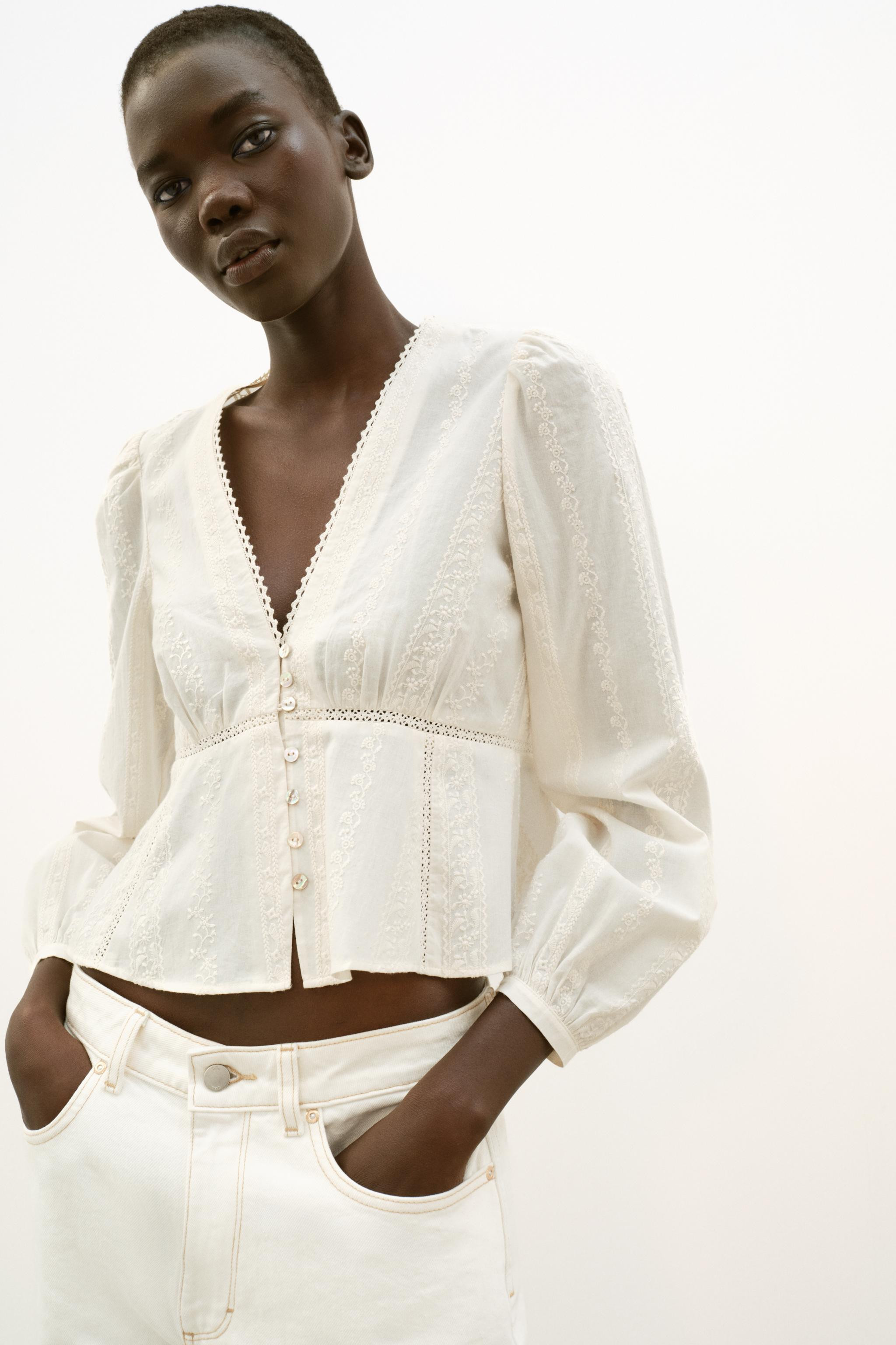 ROMANTIC EMBROIDERED BLOUSE | Zara US