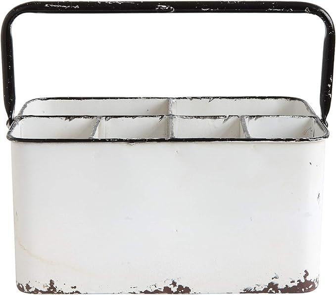 Creative Co-Op Farmhouse Metal Storage Caddy with 6 Compartments and Handle, Distressed White and... | Amazon (US)
