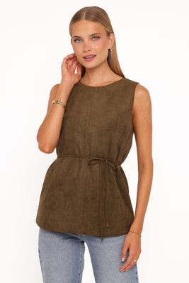 Caleb Faux Suede Tunic Top - Khaki | Petal & Pup (US)
