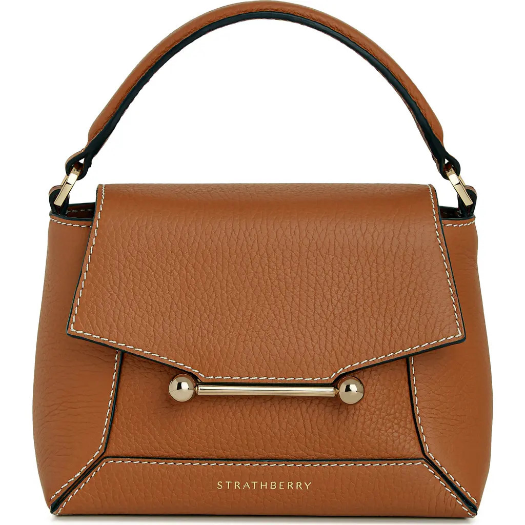 Strathberry Mini Mosaic Leather Top Handle Bag in Tan - Vanilla Stitch at Nordstrom | Nordstrom