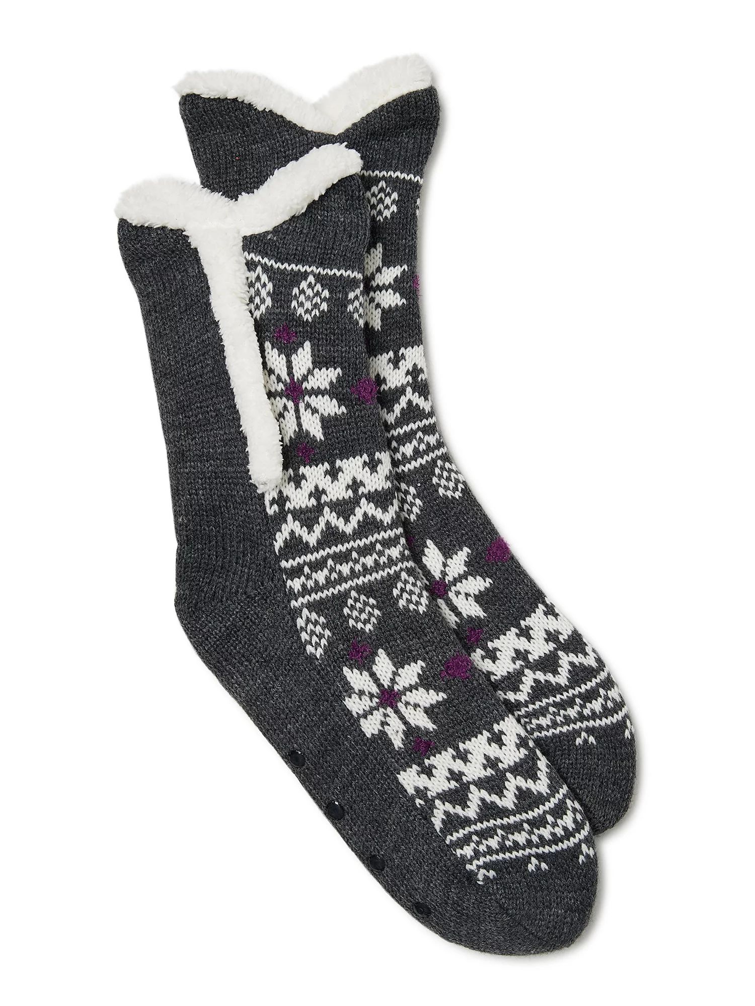 Secret Treasures Women's Fair Isle Colossal Cozy Slipper Socks, 1-Pack | Walmart (US)