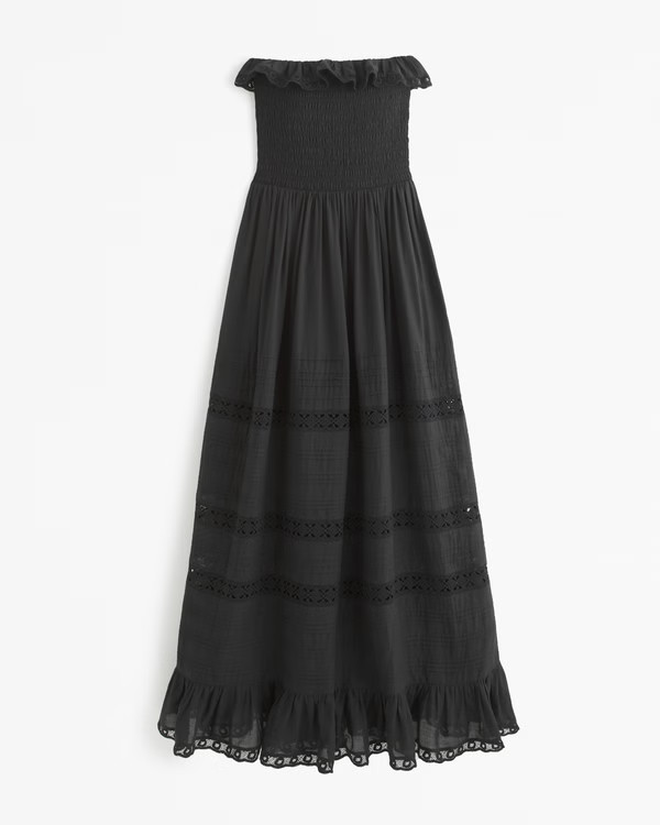 Lace-Trim Strapless Maxi Dress | Abercrombie & Fitch (US)