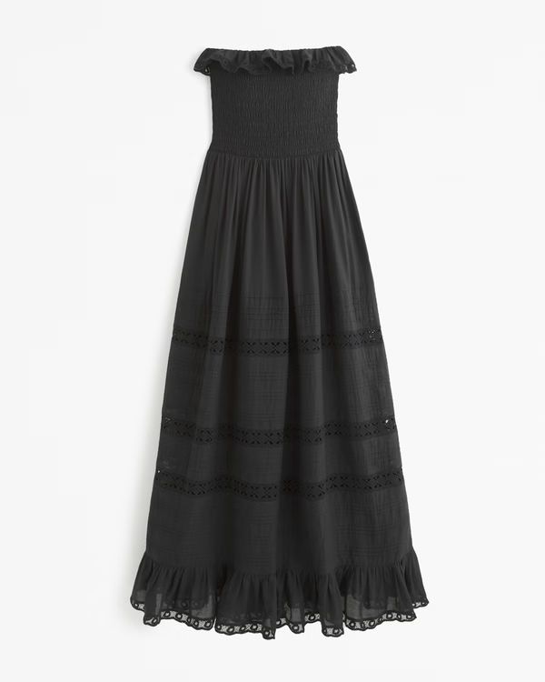 Women's Lace-Trim Strapless Maxi Dress | Women's | Abercrombie.com | Abercrombie & Fitch (US)