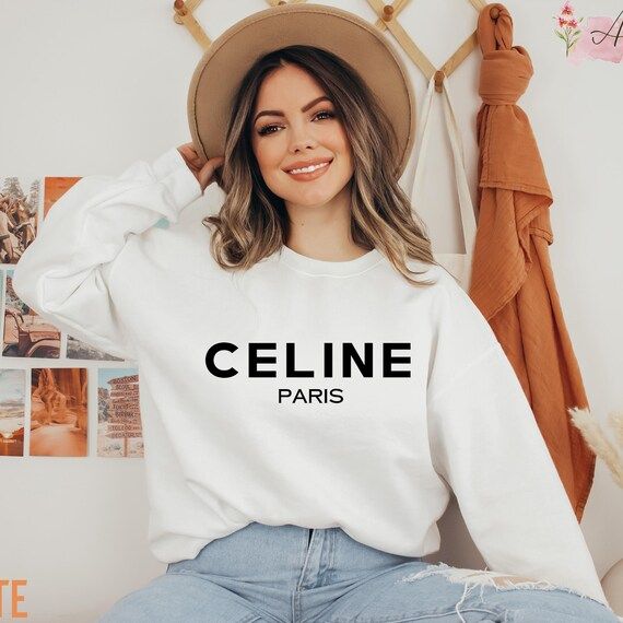 Fashion Shirt Celine Shirt Crew Neck Sweatshirt Paris - Etsy | Etsy (US)