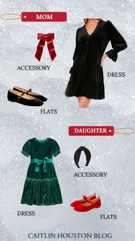 Mommy and Me Outfits - velvet dresses and shoes for mom and daughter - velvet hair accessories - holiday family outfits 

#LTKfamily #LTKHoliday #LTKSeasonal