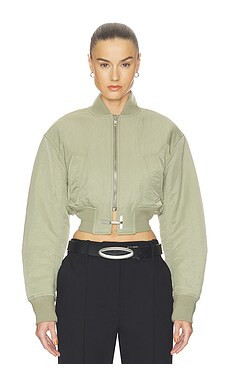 HAELO Crop Bomber Jacket in Olive from Revolve.com | Revolve Clothing (Global)