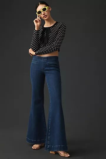 Pilcro Retro Low-Rise Pull-On Flare Jeans | Anthropologie (US)