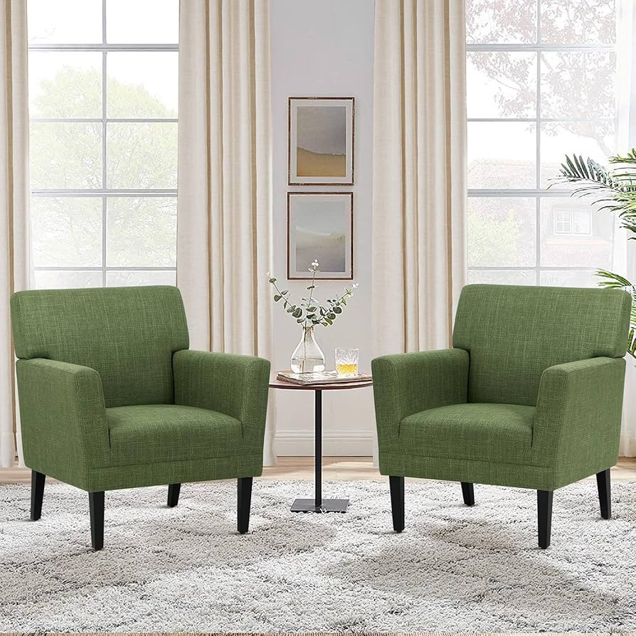 COLAMY Accent Chair Set of 2 for Living Room, Modern Upholstered Fabric Accent Armchair with Back... | Amazon (US)