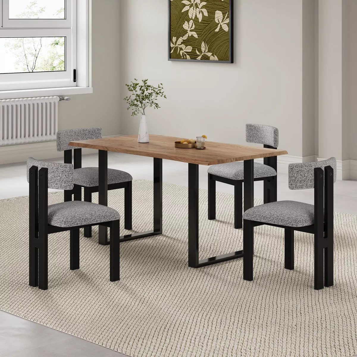 Christopher Knight Home Layla Iron Frame Upholstered Dining Chairs (Set of 4), White/Black | Target