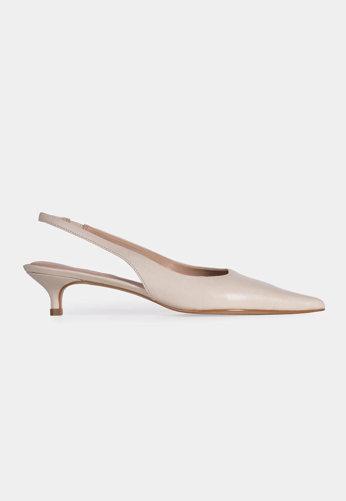 Scarpin Slingback Couro Off White Salto Fino Bege | Renner (BR)