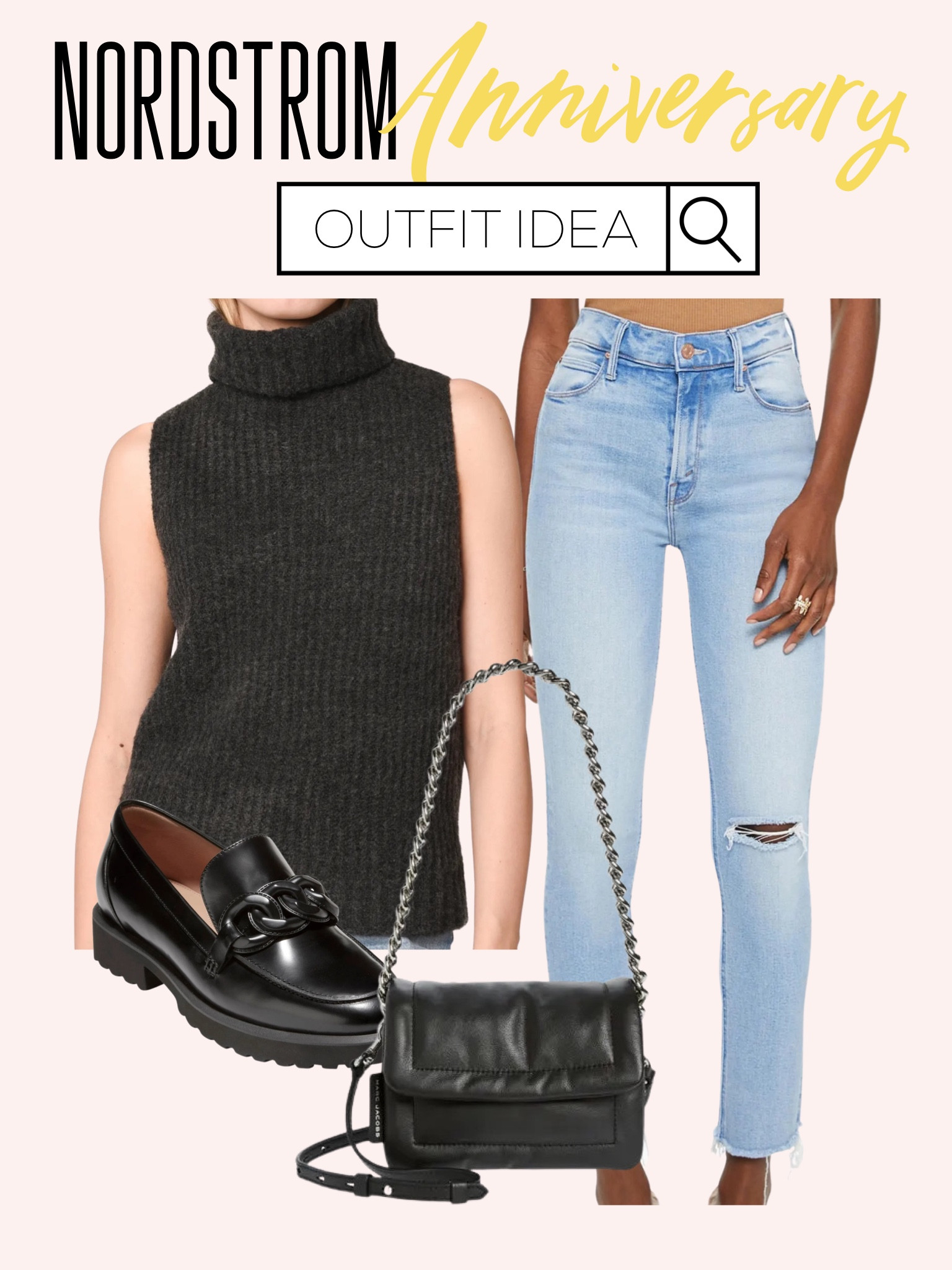 Turtleneck sweater tank on sale light wash jeans on sale black chain purses and loafers on sale 

#LTKxNSale #LTKunder100 #LTKsalealert