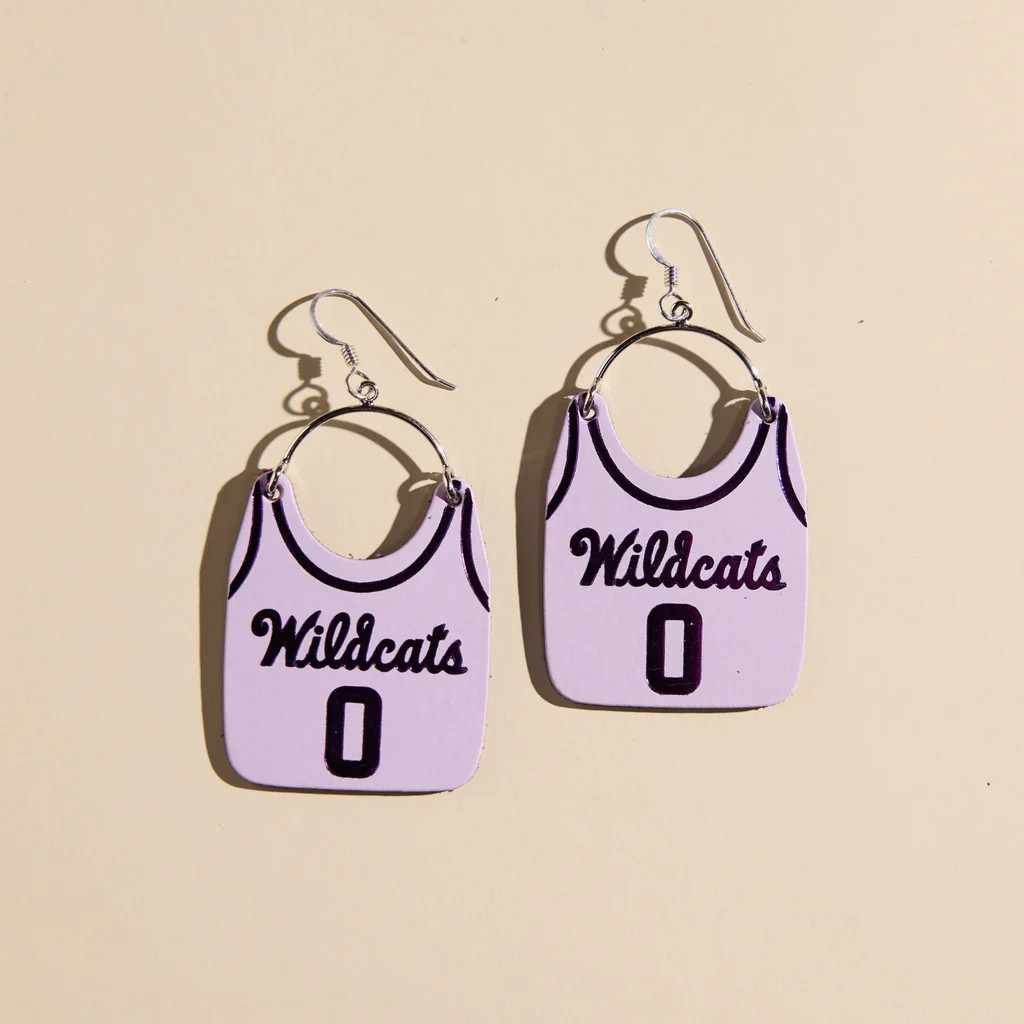 Lavender Kansas State University Basketball Jersey Earrings | Nickel and Suede