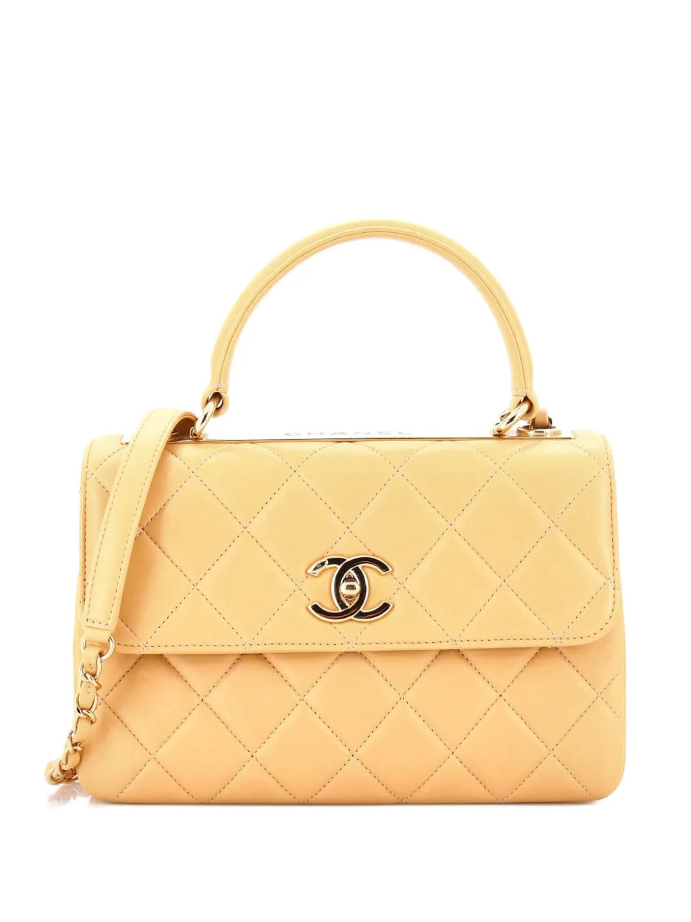 CHANEL Pre-Owned Trendy CC Top Handle Bag Quilted Lambskin Small shoulder bag - Neutrals | Farfetch Global