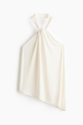 H & M - Draped Halterneck Top - White | H&M (US + CA)