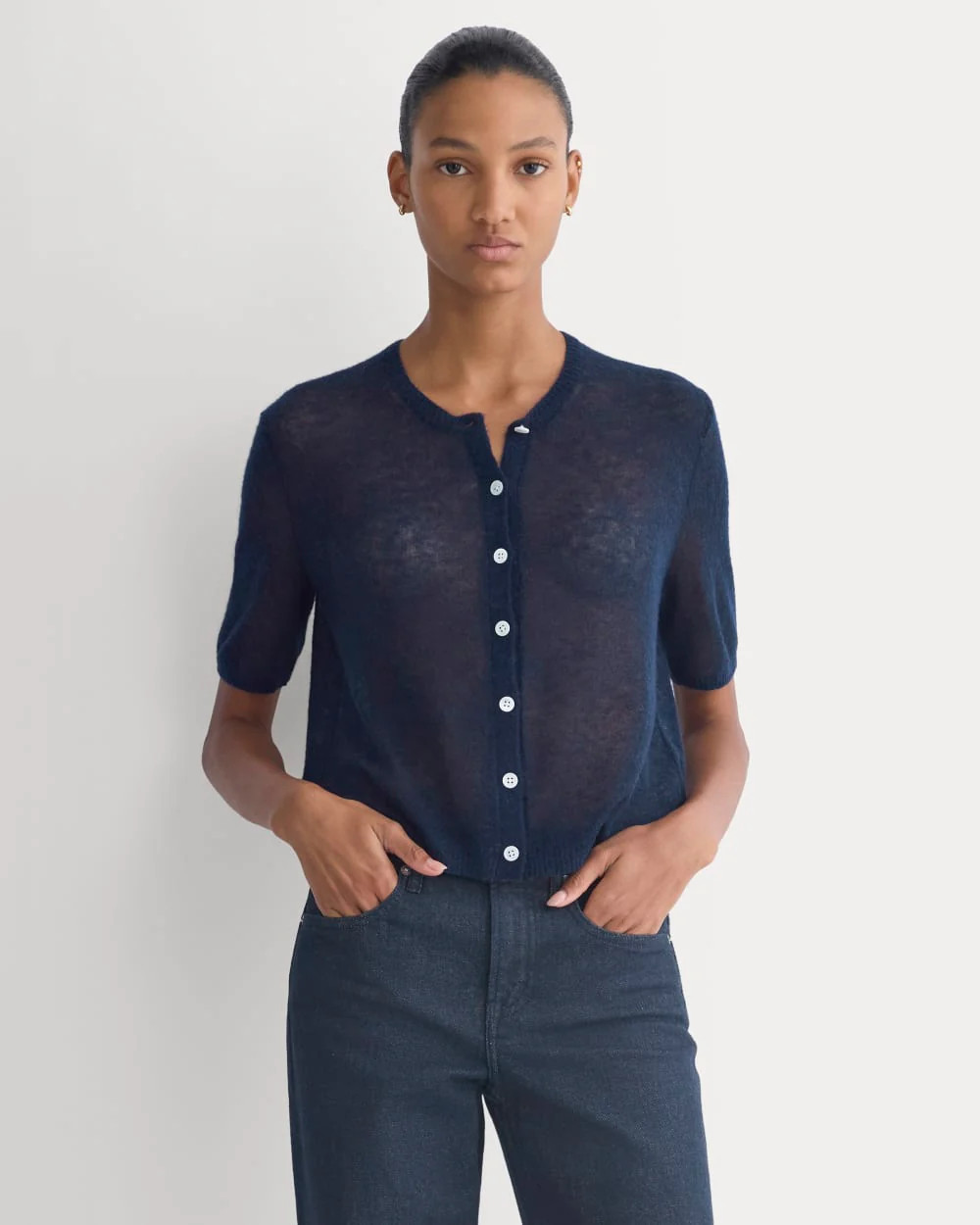 The Air Alpaca™ Short-Sleeve Cardigan | Navy | Everlane