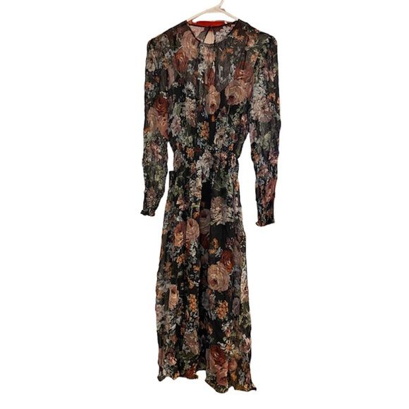 Zara floral sheer dress with slip, NWT, Medium, $60 | Poshmark