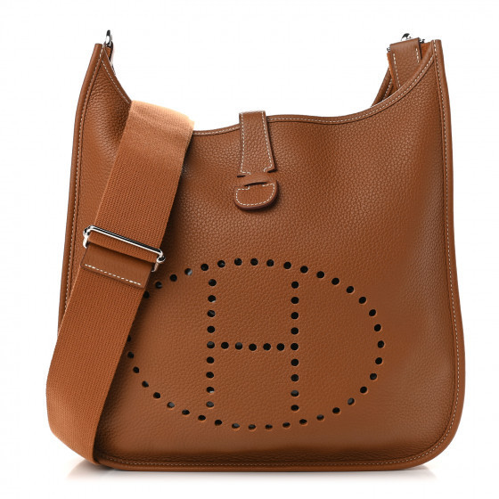 HERMES Taurillon Clemence Evelyne III GM Gold | Fashionphile