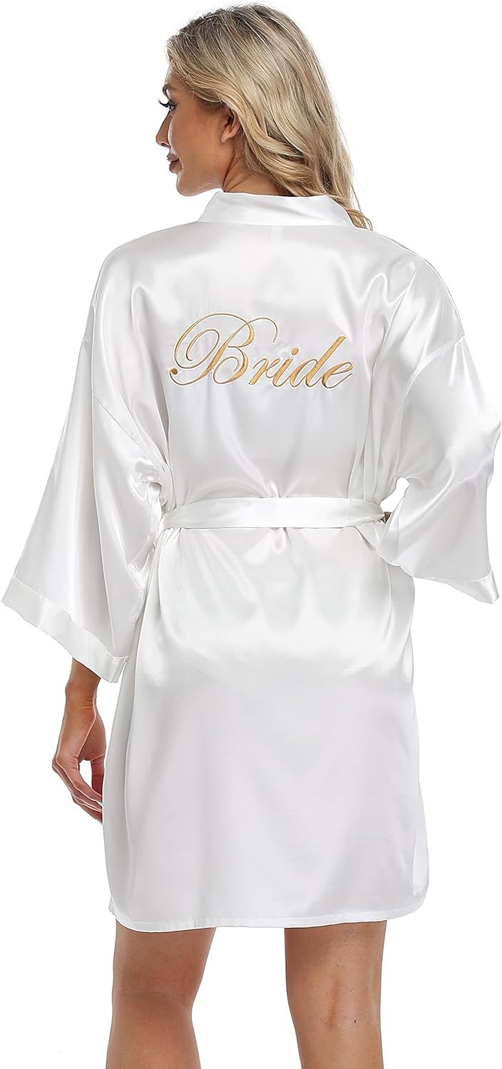 PENGEE Women's Short Kimono Robe Soft Bride Bridesmaid Robes for Wedding Party Bridal Robes Getti... | Amazon (US)