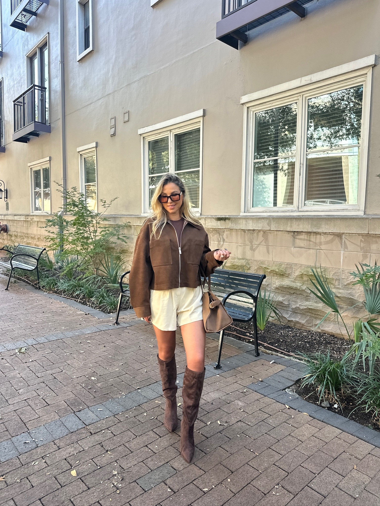 Love pairing a suede jacket with shorts for fall! These shorts are so chic and they can be dressed up or down. I am wearing my Target suede boots that I love with my suede handbag. All items linked⬆️

#Itkcreator #Itkfinds
#Itkwatchnow #amazon #amazonfinds #fall #falloutfits #suede #suedebag #suedejacket

#LTKSeasonal #LTKStyleTip #LTKShoeCrush