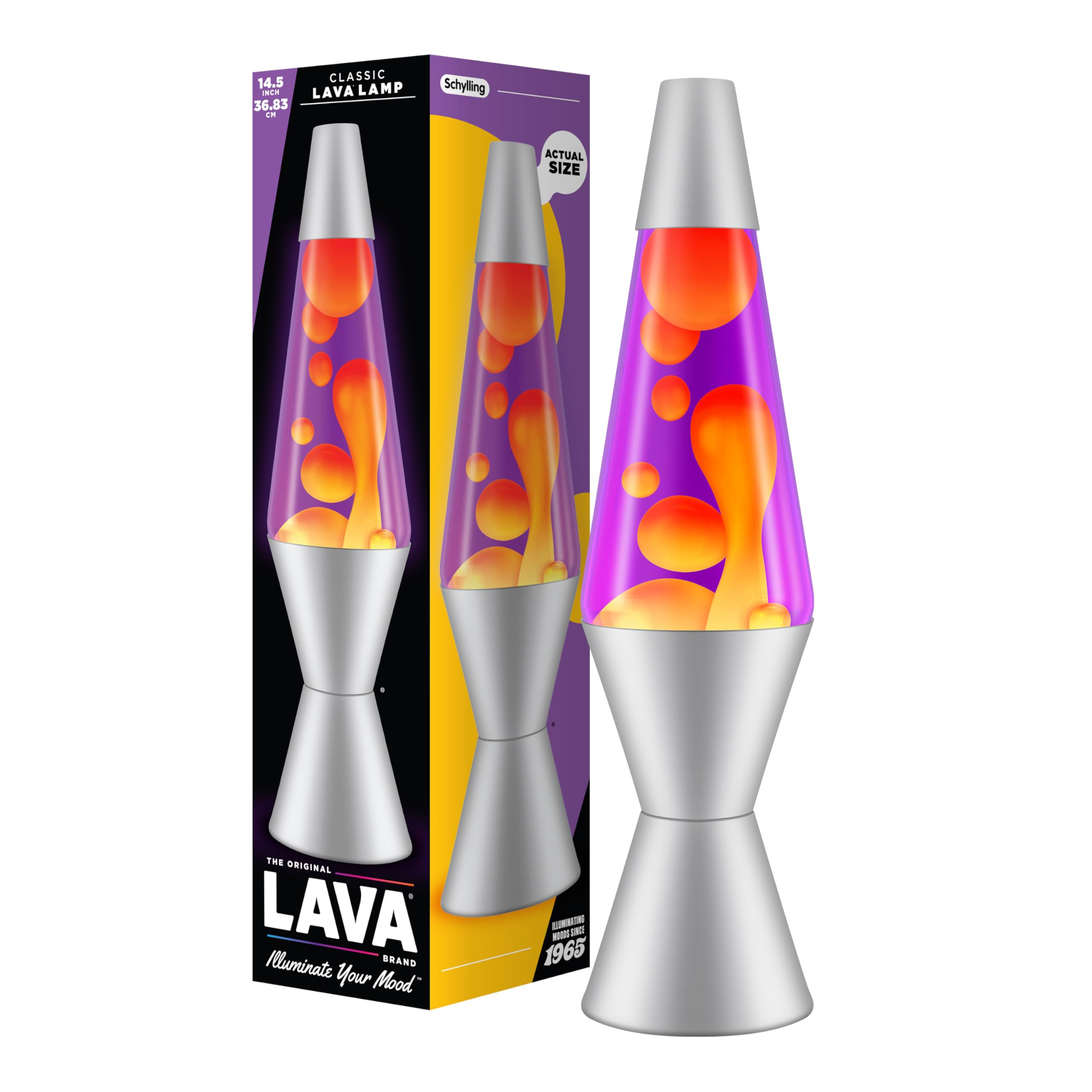Lava Lamp 2125, Yellow Wax, Purple Liquid, Silver Base and Cap, Original 14.5 inch LAVA Motion La... | Amazon (UK)