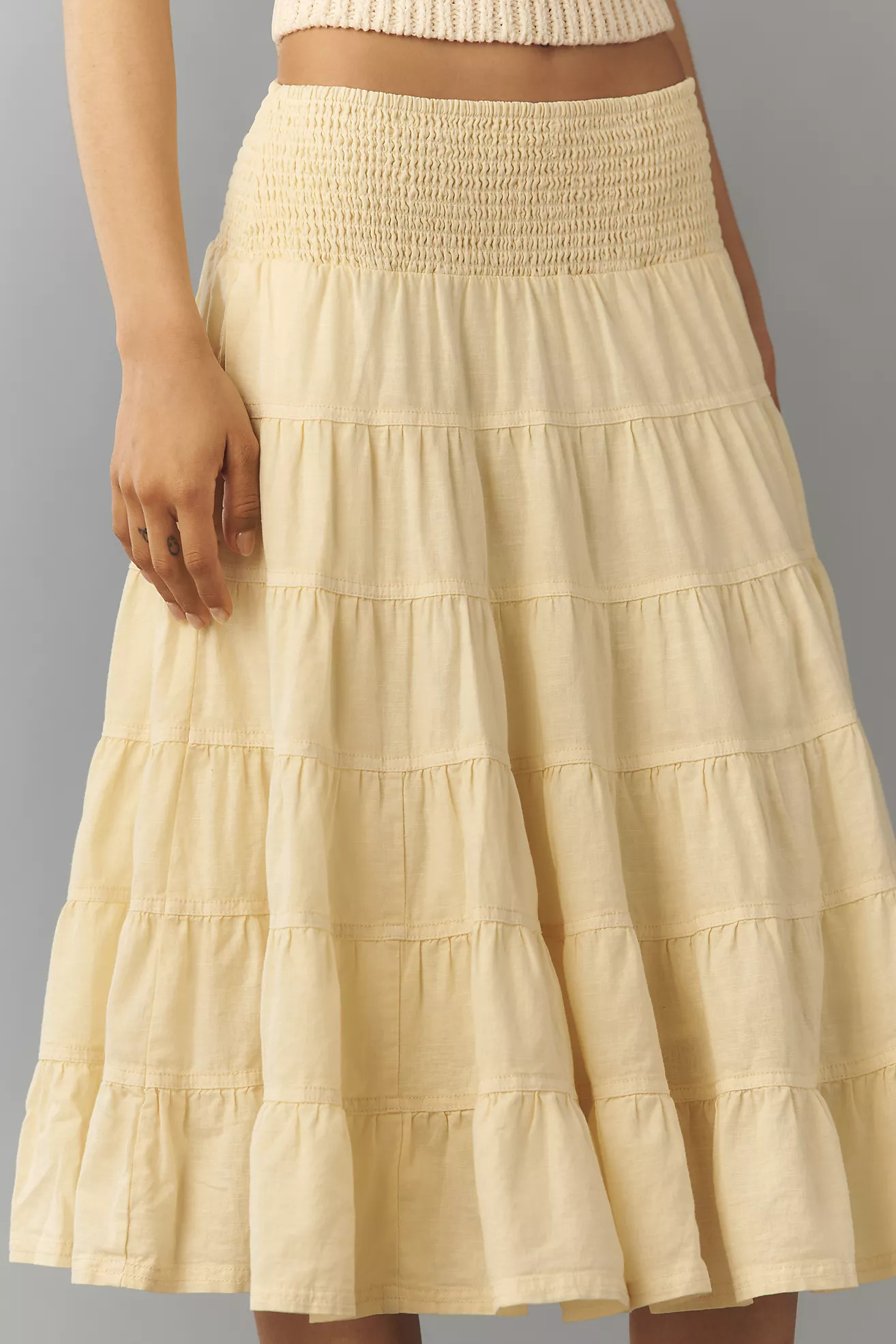 Reese 100% European Linen Midi Skirt by Pilcro | Anthropologie (US)